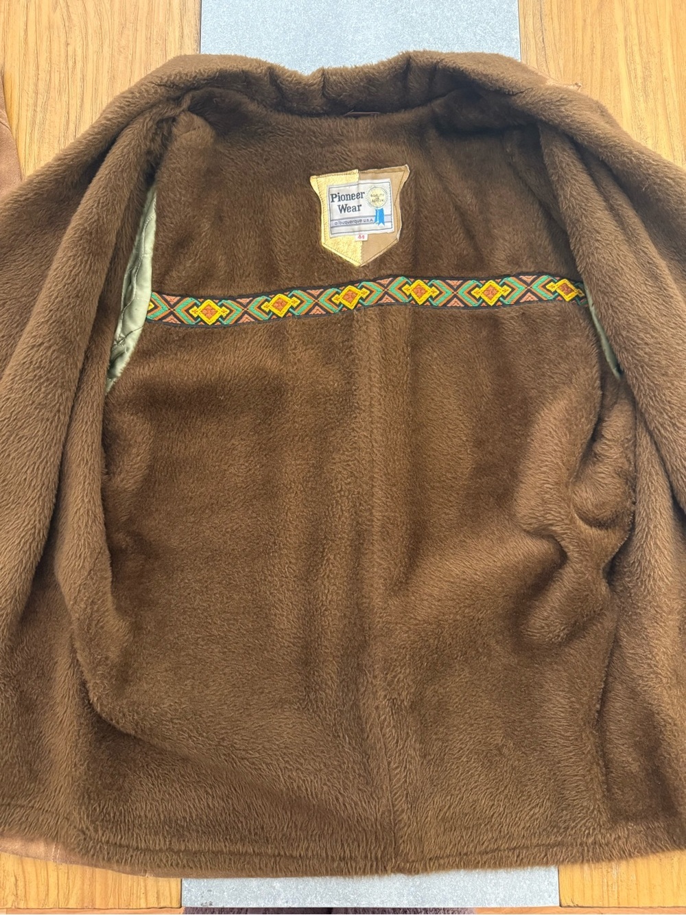 Vintage Pioneer Wear Suede Sherpa Rancher Jacket Brown Western Coat Size 44 - Picture 6 of 16